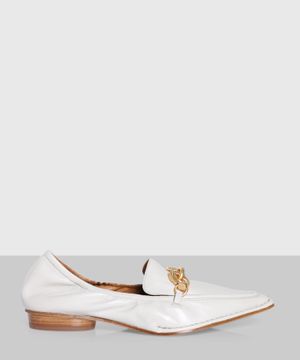 White leather moccasins