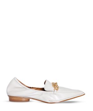 White leather moccasins