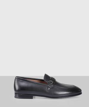 Black leather loafers