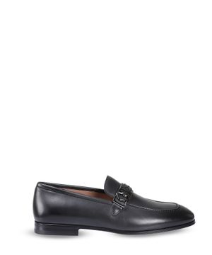 Black leather loafers