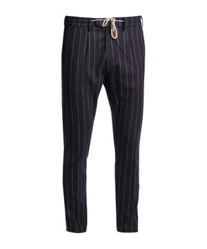 Striped print dark blue trousers