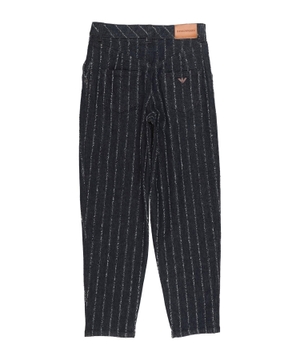 Striped print straight trousers