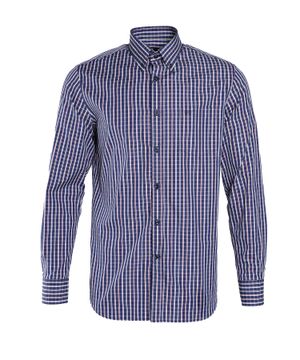 Checkered print dark blue shirt