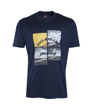 Dark blue T-shirt with graphic print