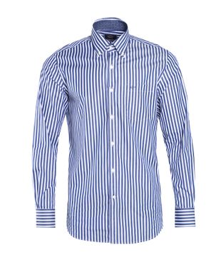 Striped print light blue shirt