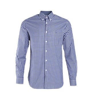 Checkered print dark blue shirt