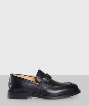 Black leather loafers