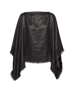 Black cape with logo print