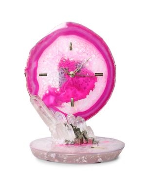 Pink clock with agate stone design
