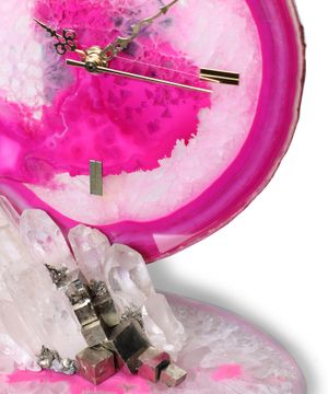 Pink clock with agate stone design