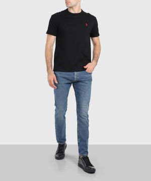 Black t-shirt with logo application