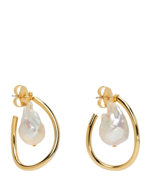 Pearl embellished gold-tone earrings