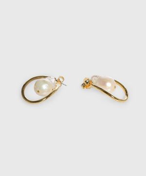 Pearl embellished gold-tone earrings