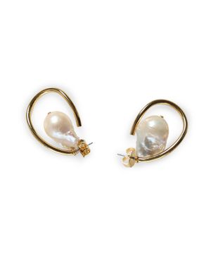 Pearl embellished gold-tone earrings