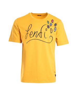 Logo applique t-shirt in yellow