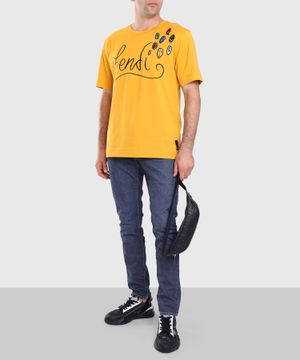 Logo applique t-shirt in yellow