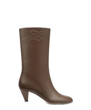 Logo detail heel boots in brown