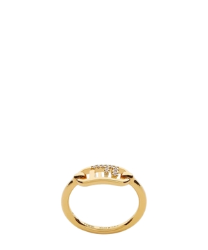 Zircon crystal embellished ring in gold-tone