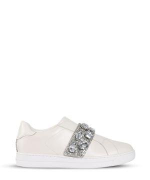 Crystal-embellished sneakers in beige