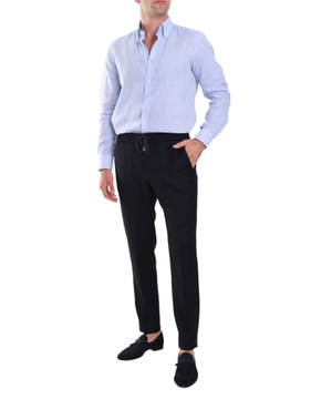 Elastic waist trousers in dark blue