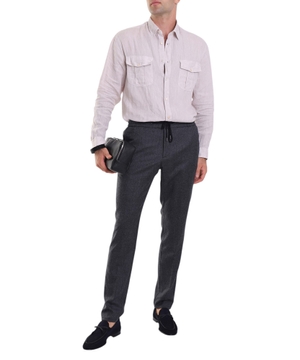 Elastic waist trousers in dark grey