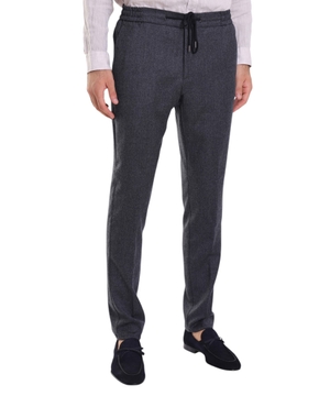 Elastic waist trousers in dark grey
