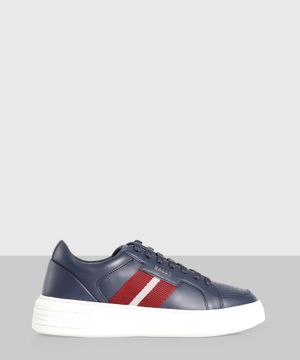 Striped band leather sneakers
