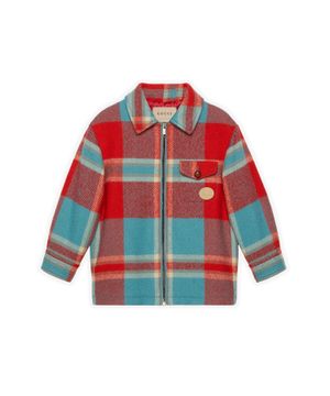 Multi colour check wool shirt jacket