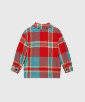 Multi colour check wool shirt jacket