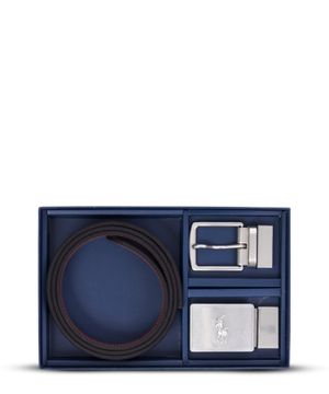 Metal buckles belt set in blue and brown
