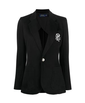 Black blazer with logo application