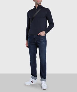 Zip fastening collar sweater in navy