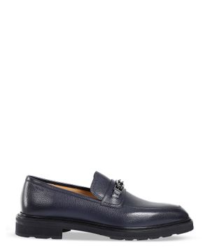 Blue loafers with metal detail