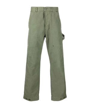 Patch pocket denim trousers in green 