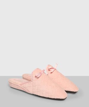 Pink slippers with a bow