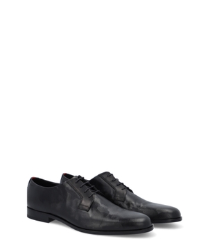 Black derby shoes in camouflage-print leather