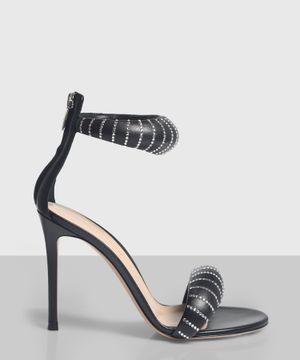 Leather sandals "Bijoux Crystal" in black