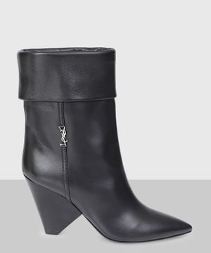 Black mid-calf "Niki" boots with logo