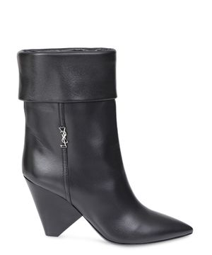 Black mid-calf "Niki" boots with logo