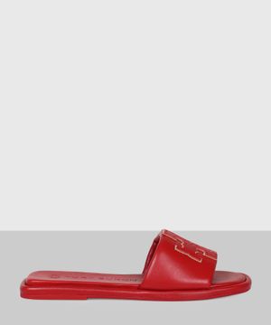 Red sandals with logo applique