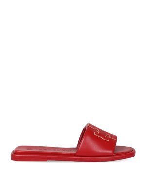 Red sandals with logo applique