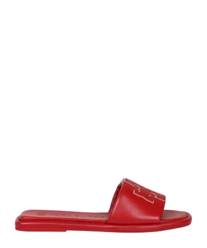 Red sandals with logo applique