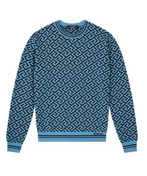 Logo print jumper in blue 