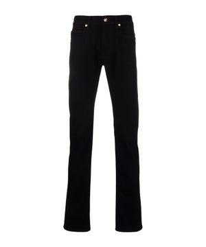 Logo-embroidered straight-leg jeans in black 