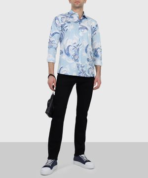 Paisley print shirt in light blue 