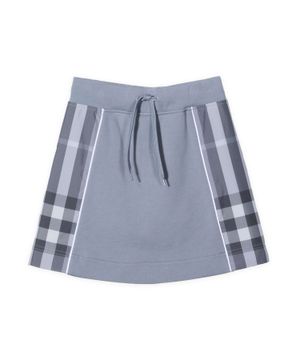 Elastic waist plaid skirt in gray 