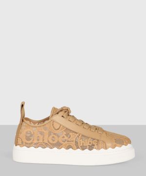 Lace-detail sneakers in light brown