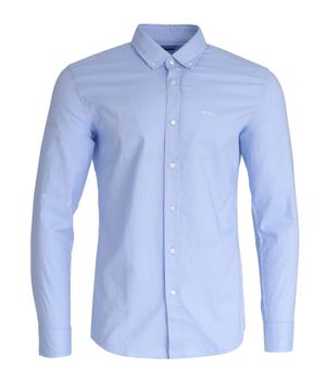 Синяя рубашка с вышитым логотипом