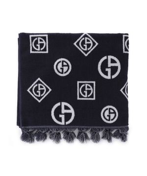 Black towel with logo print