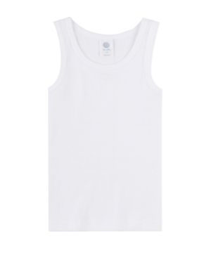 White sleeveless top